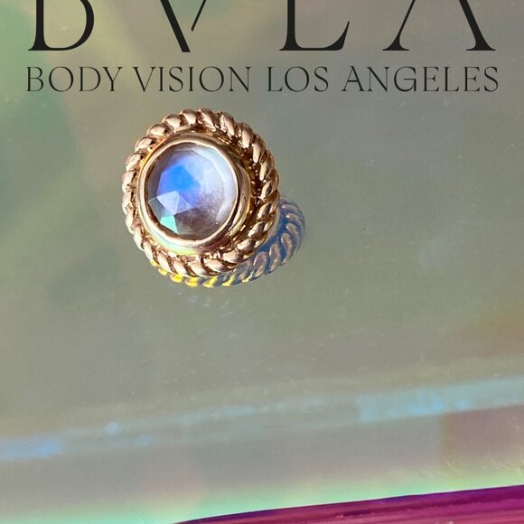 BVLA Raine - Threaded 10.5mm End in Solid 14k Rose Gold Rainbow Moonstone - Picture 8 of 10
